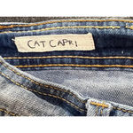 Hot Kiss Cat Capri Distressed Faded Mid-Rise Blue Jeans Women's Size 7 Photo 3