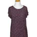 Dalia Blue Orange Floral Sunflower Round Neck Tee Shirt Blouse Womens Medium Photo 0