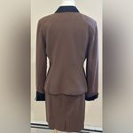 Seville Suit Brown Midi Skirt & Matching Jacket Set Sleeves Collar R Satin Sz 6 Photo 1