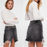 Free People nwt // relaxed & destroyed denim skirt Photo 19