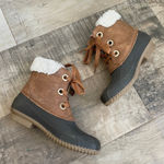 Tommy Hilfiger Brown Duck Boots size 8 Shearling Trim Lace Up Snow Ski Trip Y2K Photo 9