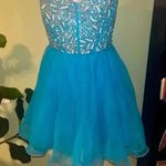 NWT Narianna Corset Back Strapless Blue Tulle Babydoll Dress M Green Size M Photo 0