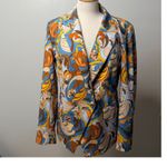 Boston Proper  Double Breasted Blazer Size 16 Jacket Retro Groovy 70s Floral Photo 1