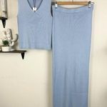 Olive & Oak  Blue Knitted Top and Midi Skirt Set Photo 0