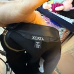 XOXO Black Faux Leather Trim Y2K Ruffle Mini Skirt Photo 2