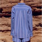 Cotton Stripe Long Sleeve Shirt Blue Size 12 Photo 3