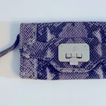 Cole Haan Snakeskin Silver Grey Leather Wristlet Clutch Photo 2