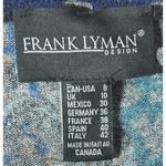 Frank Lyman Knit Top Size 8 Animal Black Blue 3/4 Sleeves Sparkle Artsy Casual Photo 5