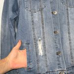 Ci Sono Denim Blue Jean Ripped Distressed Trucker Jacket Size 1X Photo 6