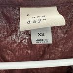 A New Day  Linen Blend Flutter Sleeve Tie Front Crop Shirt Brown Burgundy XS Photo 6