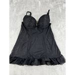 Rampage Black Sheer Babydoll Lingerie Rhinestone Ruffle Hem Photo 7