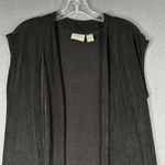Chico's Travelers Womens 0/4 Small Black Sleeveless Duster Vest Fringe Hem Photo 2