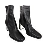 LINEA PAOLO Black Leather Valentin Heeled Ankle Bootie Square Toe Women's 9.5 Photo 1