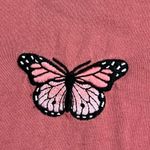 Brandy Melville  Pink Butterfly Crop Top Short Sleeve T-Shirt - One Size - VGUC Photo 2