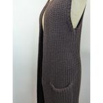 Ralph Lauren Purple Label Brown Chunky Knit Sleeveless Long Cardigan Vest M/L Photo 2