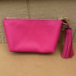 Ralph Lauren New Lauren  Leather Cosmetic Pouch Tassel Pink Gold Makeup Bag Photo 1