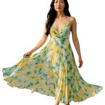 MISA Los Angeles Galeta Sleeveless Maxi Dress in Citron Water Color Size L NWT Photo 0