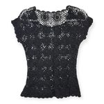525 America  Black Crochet Open Knit Y2K Boho Layering Top Minimalist S Photo 1