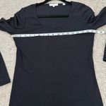 Vince  Long Sleeve Deep Scoop Neck Top in Black Photo 7