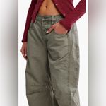 Free People  Good Luck Barrel Leg Pants in Olive Green 29 Photo 2