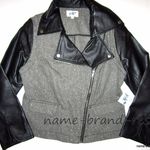 JOLTJacket Black Leatherette MOTO Zip Coat Juniors M MEDIUM Cropped Edgy NEW Photo 0