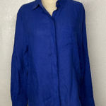 Reiss  Linen Royal Blue Button 
Down Shirt Size 8 Photo 0