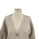 ZARA  Rose Button Cardigan Puff Sleeve Cropped Beige Tan Silver Size Medium Photo 3