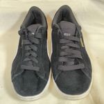 Puma Women’s Sneaker Black Suede Leather Flat 356724-02 Gold Logo White Size 6 Photo 2