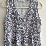 Sim & Sam Dusty Rose and Blue Floral Smocked Tank Top, Size Large Photo 0