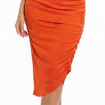 ZARA  Orange Floral Ruched Halter Neck Midi Dress Photo 0