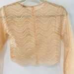ZARA NEW  Beige Wavy Lace Scallop Hem Sheer Knit Long Sleeve Crop Top Small Y2K Photo 11