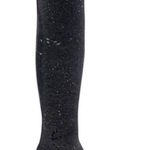 ZARA OVER THE KNEE FABRIC SOCK BOOTS BLACK METALLIC KITTEN HEEL PARTY RARE SZ 36 Photo 2