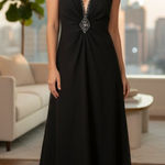 Eden Maids Bridesmaid Collection Black Halter Gown with crystals Size 6 NEW Photo 0