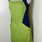 Etcetera Sheath Dress w Pockets 6 Green Navy Blue Colorblock Sleeveless Cutout Photo 1