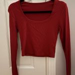 Red Long Sleeve Crop Top Photo 0