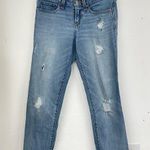 Gap  Real Straight Rolled Hem Mid Rise Jeans Womens 26 Blue Denim Distressed Photo 0