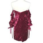 AO Wine Crushed Velvet Loose Off Shoulder Dress Size Small NWT Red Photo 6