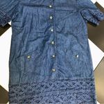 Roni Blanshay Vintage 80s 90s Montreal Denim Dress Short Sleeve Eyelet Cutout XL Photo 4
