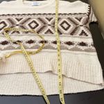 Old Navy Cream and Brown Geometric Oversized Sweater Medium Photo 4