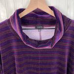 Talbots Luxe Velour Cowlneck Pullover Top Size Large Purple Candy Cane Stripe Photo 3