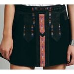Free People  New Romantics Black Tribal Aztec Print Mini Flared Skirt Photo 3