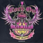 Bejeweled Susan Fixel Vintage S Black Purple Graphic Rhinestone Button Up Shirt Photo 4