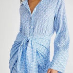 Free People Rillo Blue Patterned Shirt Dress Button Front Beachy Womens XS Photo 0