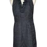 Ann Taylor Halter Dress Size 4 Ruffle Neck Black Textured Sleeveless Office Work Photo 0