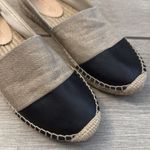 J.Crew Cap Toe Spain Espadrilles Neutral leather/linen Black Size 7.5 Photo 2