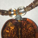 Brown Beaded Boho Necklace with Amber Color Glass Pendant Photo 4