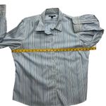 Lands' End Lands' End Pinstripe Button Down Shirt White Blue Long Sleeve Workwear Size 16 Photo 6