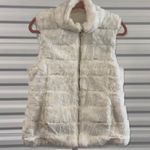 Women's Unbranded White Faux Fur Vest with Silver Zipper Med to L Size L Photo 0