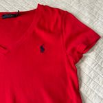 Ralph Lauren Polo RL red v neck classic cotton blend tee shirt women med Photo 1