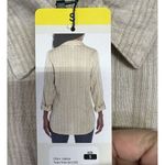 Orvis New Women's Taupe Tan Stripe Linen Button Down Shirt Size Small Photo 3